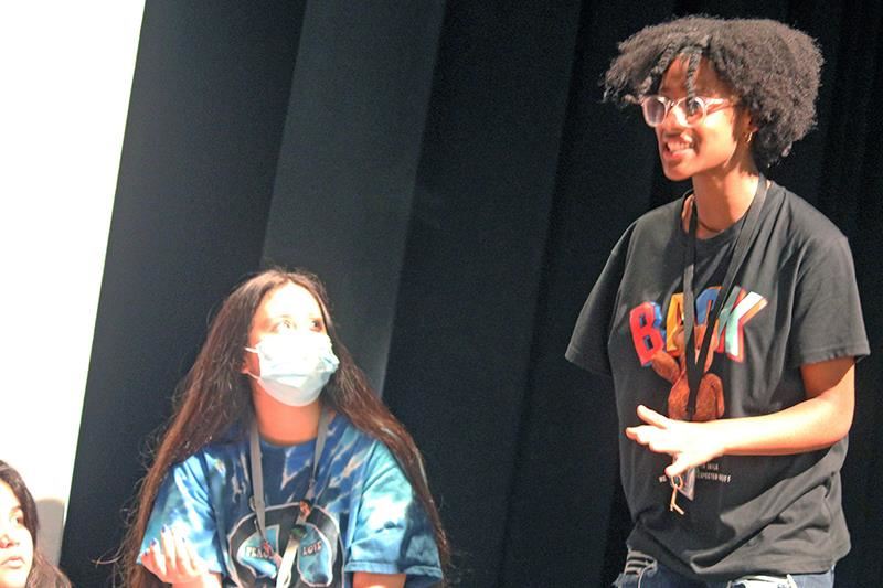 Rowe Middle School theatre students rehearse their UIL One-Act play, Lafayette No. 1.